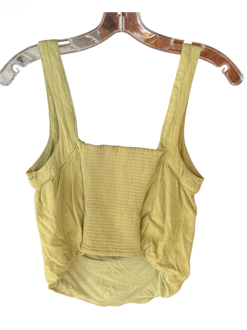 Free People Smocked Bubble Hem Tank Top Light Olive Green Size Medium - Picture 4 of 4